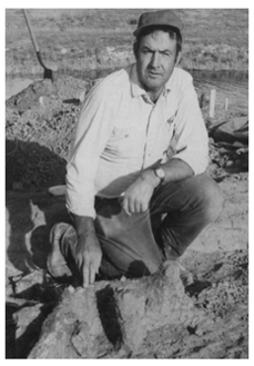 Photo of George Frison at the Colby site in 1975